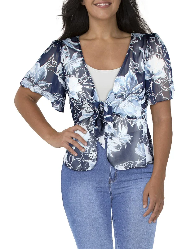 Womens Chiffon Printed Collarless Blazer Women's Luxurious Suit