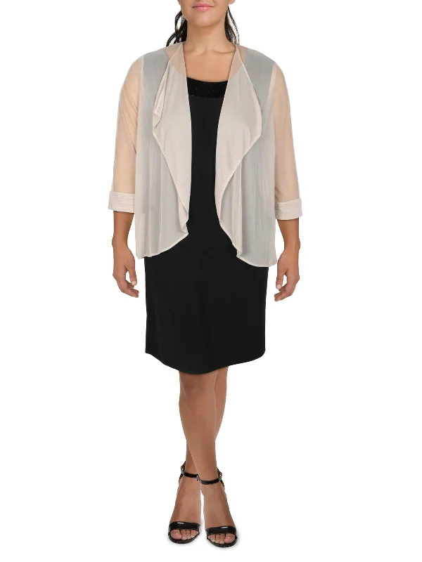Womens Contrast Trim Sheer Duster Blazer Women's Business Blazer