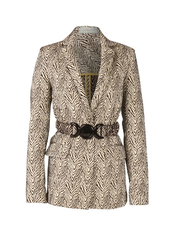 Women's Cuneo Blazer In Brown Zebra Linen Women's Suit