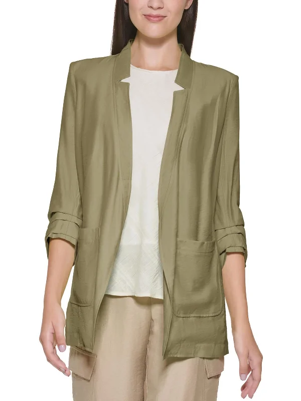 Womens Ruched Suit Separate Open-Front Blazer Women's Boutique Jacket