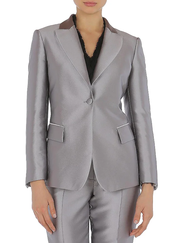 Womens Silk Suit Separate One-Button Blazer Women's Solid Blazer