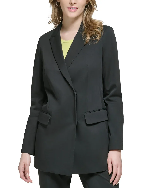 Womens Solid Cotton Two-Button Blazer Silk Women's Blazer