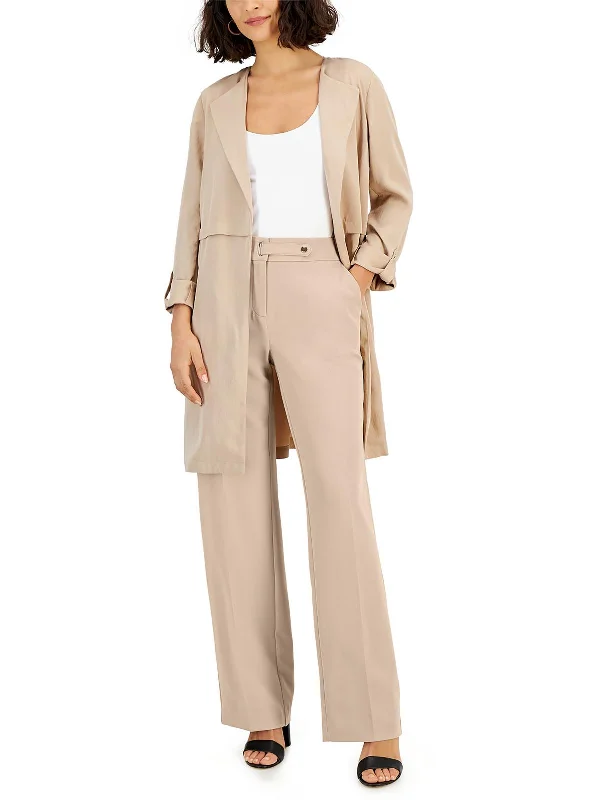 Womens Solid Knit Open-Front Blazer Women's Custom Suit