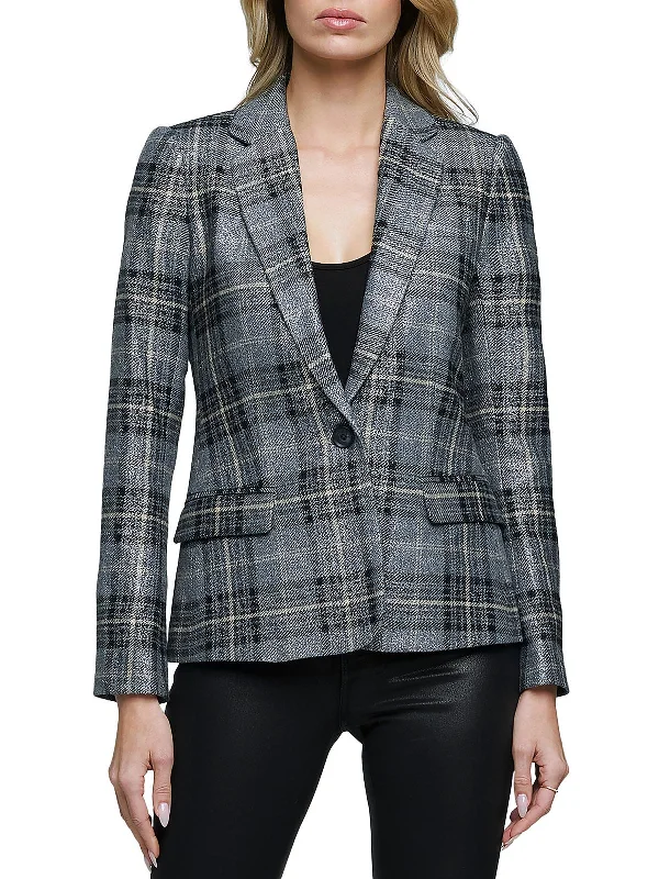 Womens Wool Blend Metallic One-Button Blazer Women's Premium Blazer