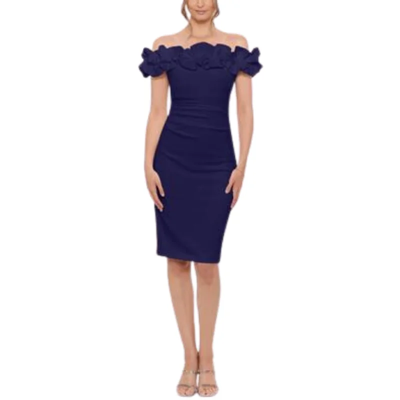 XSCAPE -  Off-the-Shoulder Ruffle-Collar Dress Tunics Review highly