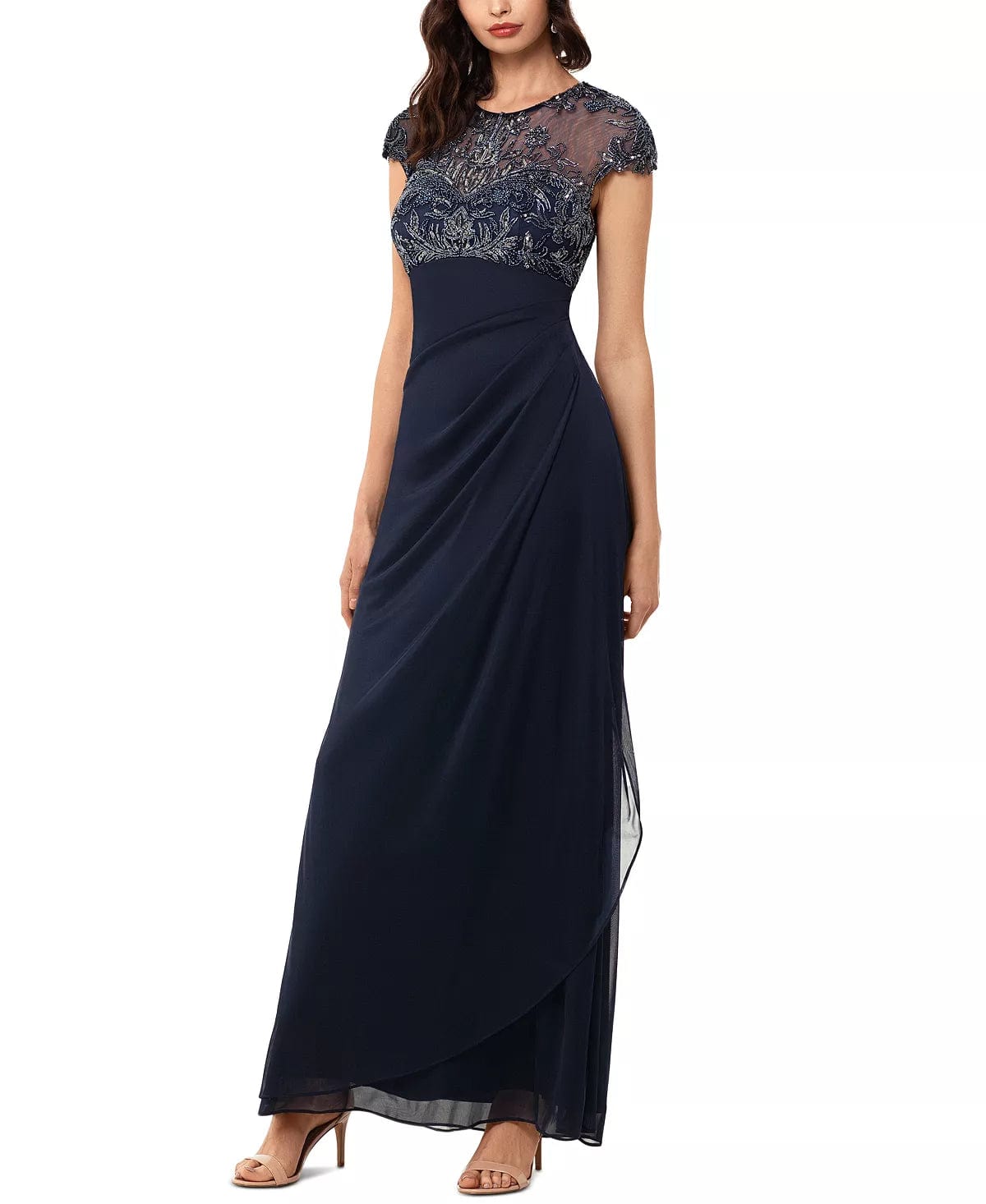 XSCAPE - Sheer Illusion Beaded Dress Tunics Exclusive limited
