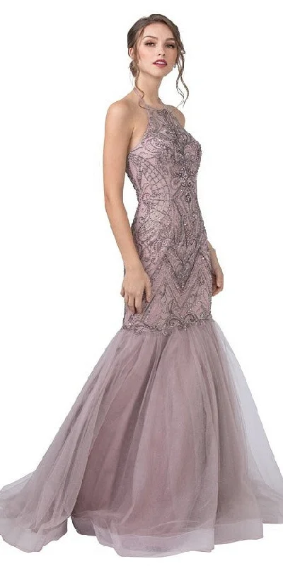 Aspeed L2429 Embellished Halter Mermaid Long Dress Tunics Business professional