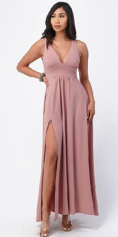 La Scala 25953 Tricot A-Line Dress Deep V-Neck Empire Waist Tunics Cozy soft