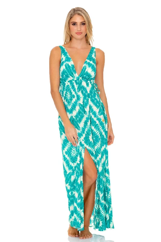 MERMAID WISHES - V Neck Long Dress • Multicolor Tunics Brand named