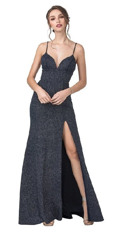 Aspeed D415 Long Dress with Lace-Up Back and Slit Floral Print girly