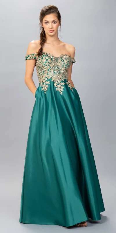 Eureka 9027 Off-Shoulder Long Dress with Pockets Boatneck Modish Everyday
