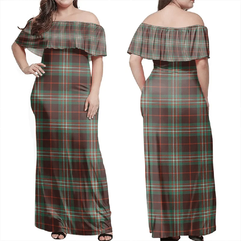 Scott Brown Ancient Tartan Off Shoulder Long Dress Tunics Ceremony elegant