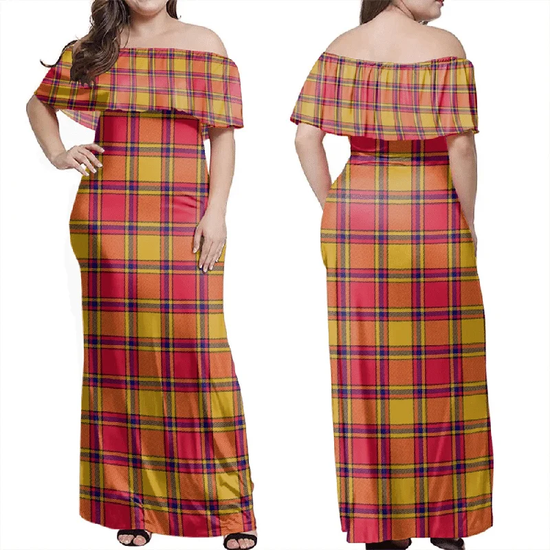 Scrymgeour Tartan Off Shoulder Long Dress Tunics Handmade artisanal