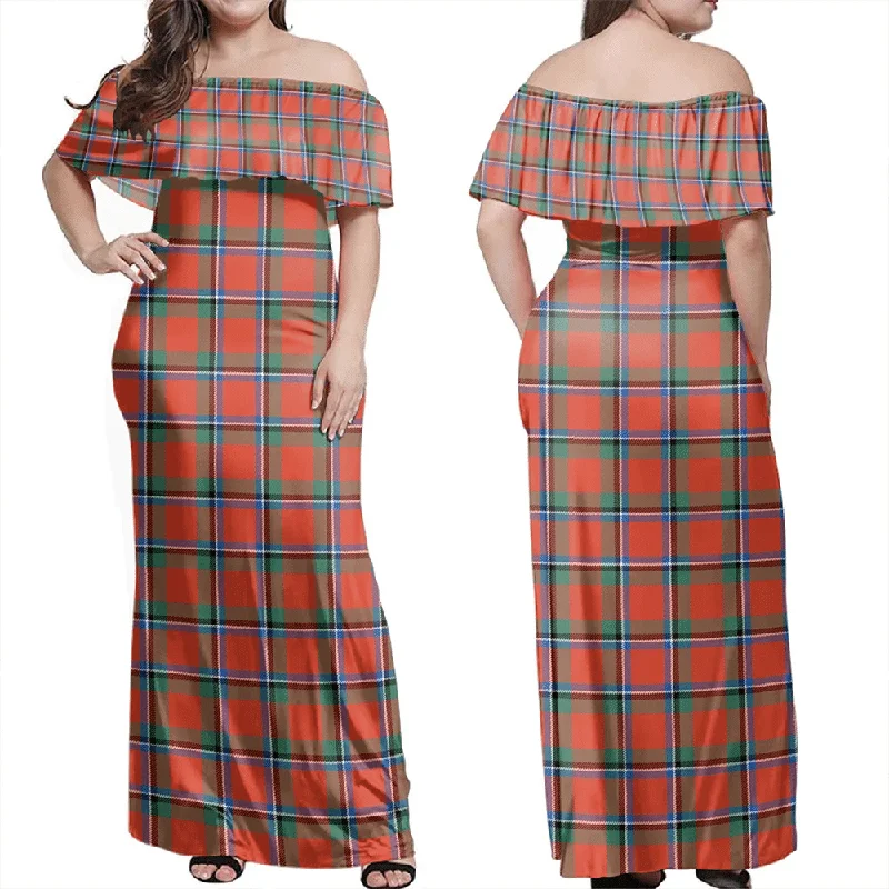 Sinclair Ancient Tartan Off Shoulder Long Dress Tunics Practical durable