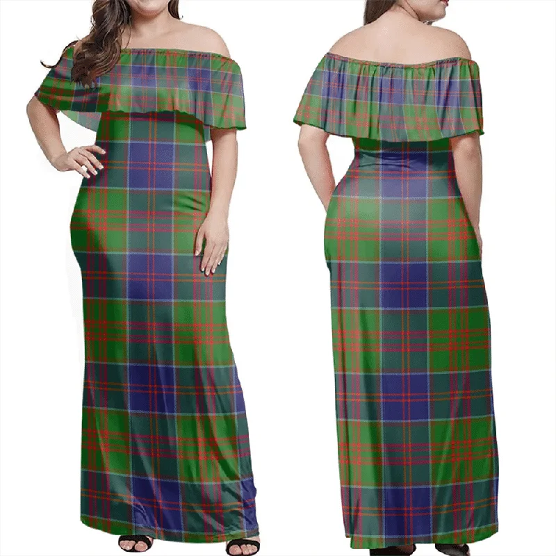 Stewart Of Appin Hunting Modern Tartan Off Shoulder Long Dress Turtleneck Warm Winter Stewart Of Appin Hunting Modern Tartan Off Shoulder Long Dress Turtleneck Warm Winter