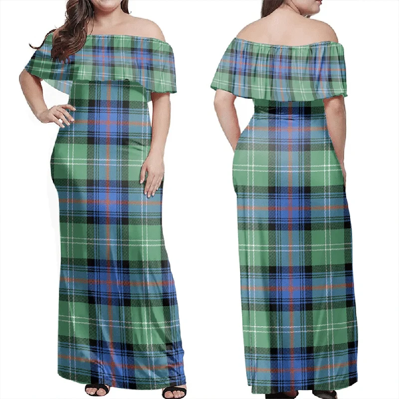 Sutherland Old Ancient Tartan Off Shoulder Long Dress Tunics Yoga stretchy