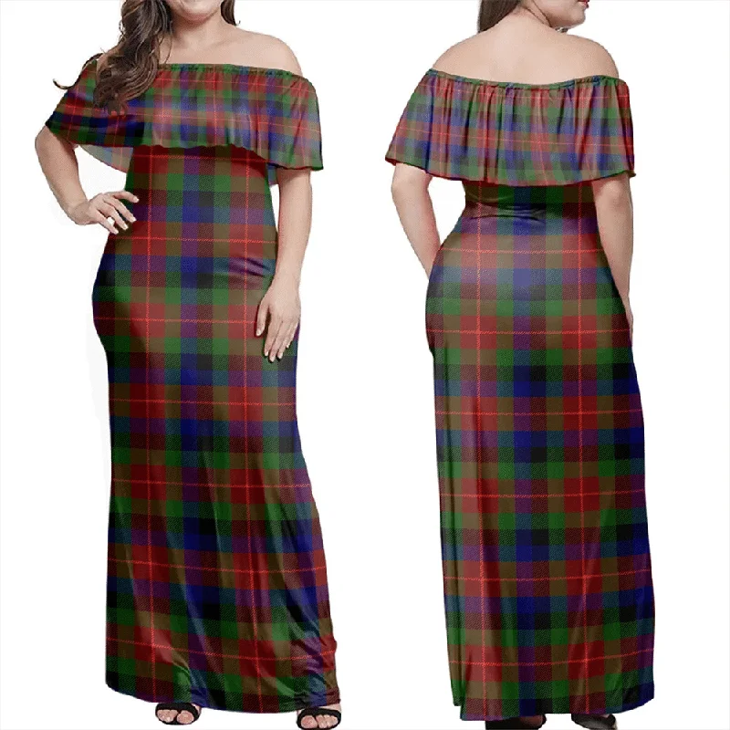 Tennant Tartan Off Shoulder Long Dress Tunics Prom sequined