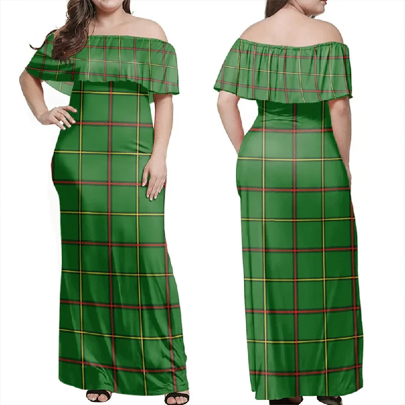 Tribe Of Mar Tartan Off Shoulder Long Dress Tunics Occasion special