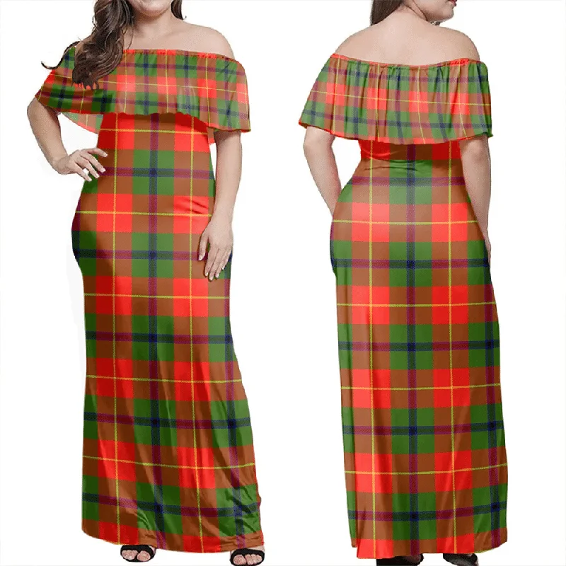Turnbull Dress Tartan Off Shoulder Long Dress Tunics Winter warm