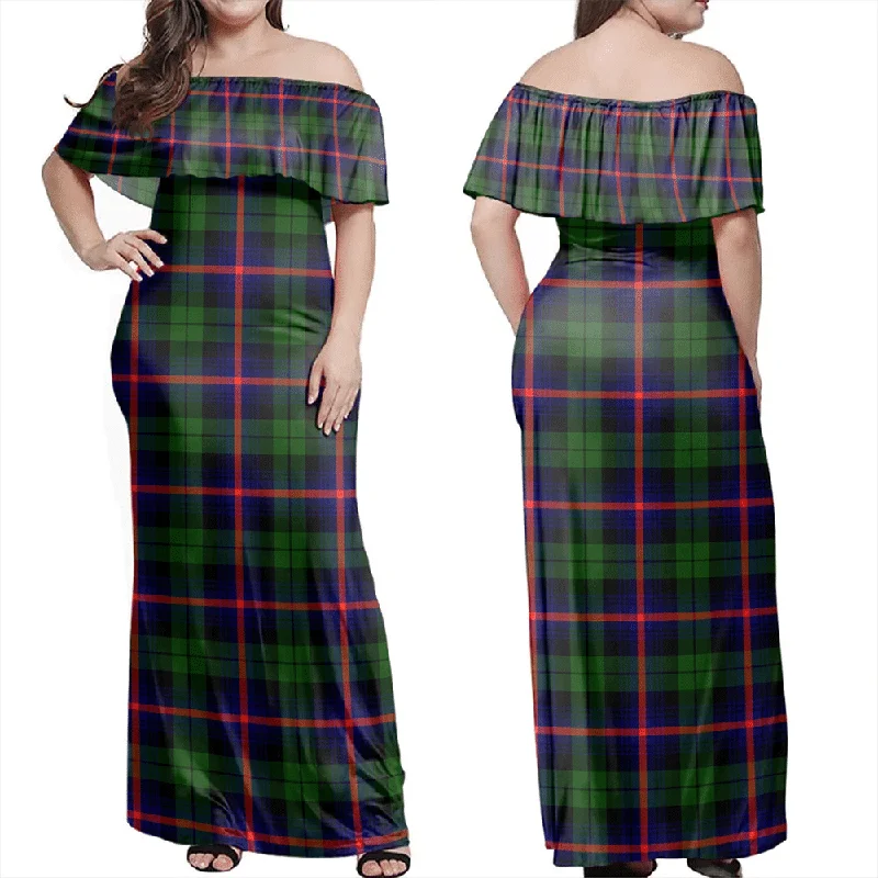 Urquhart Modern Tartan Off Shoulder Long Dress Tunics Bestseller popular