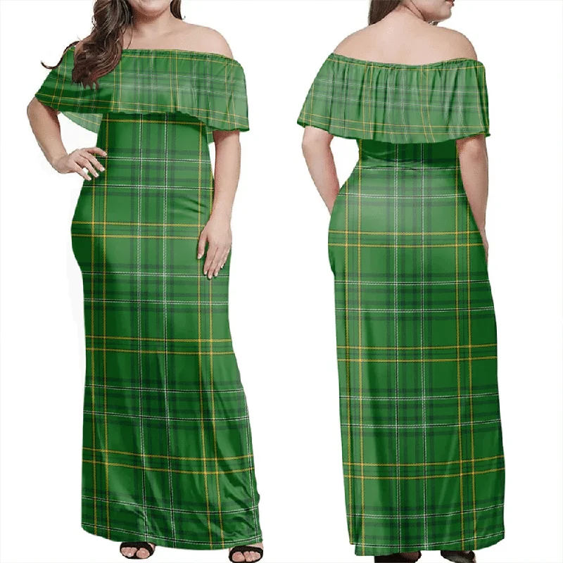 Wexford County Tartan Off Shoulder Long Dress Tunics Luxurious high-end