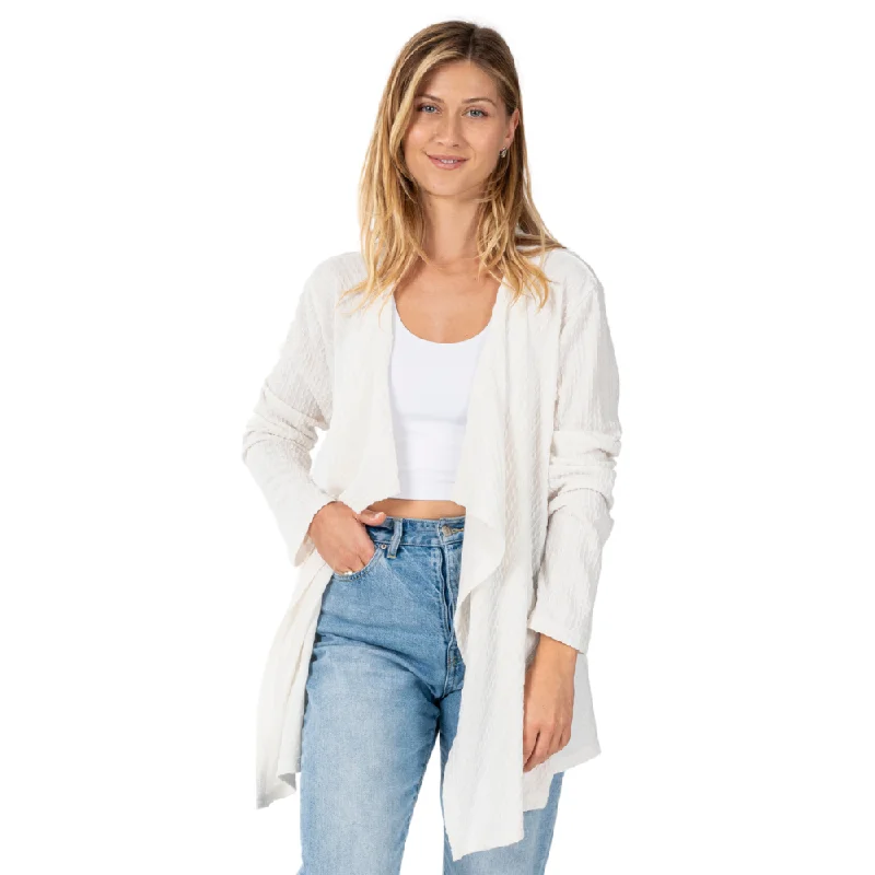 Cable Knit Handkerchief Open Front Cardigan Terry Terry Cloth Terry Knit