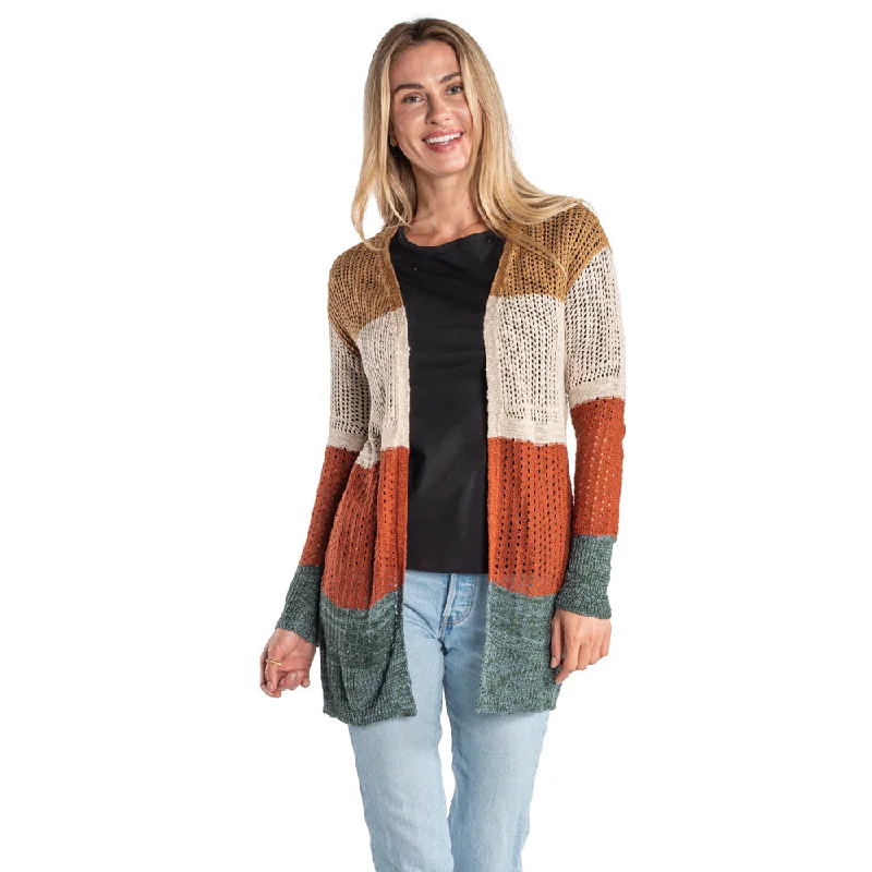 Autumn Harvest Crochet Colorblock Cardigan Stylish Fashionable Trendy