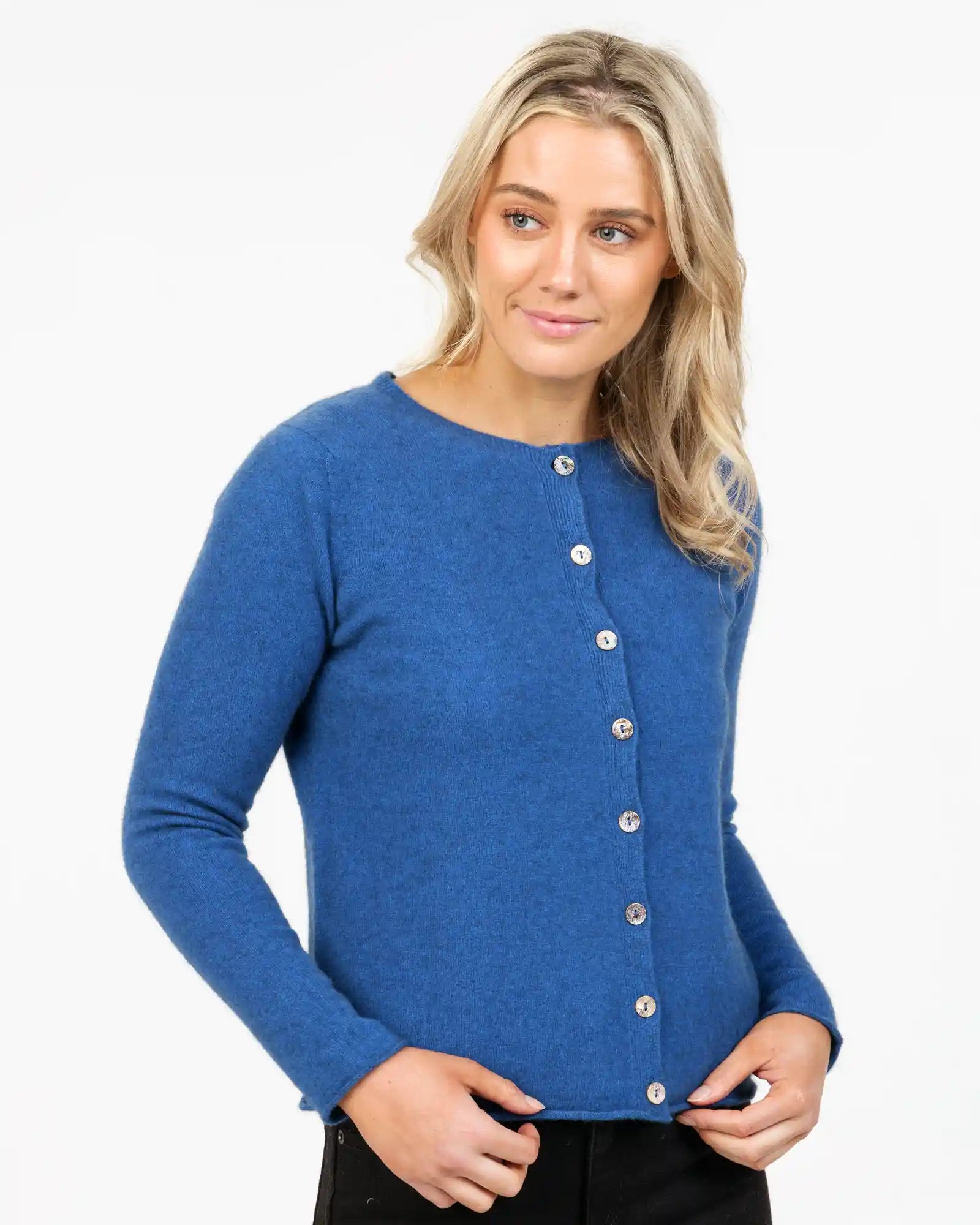 Cornflower Women's Paua Button Cardigan - NB872 Lightweight Heavyweight Midweight