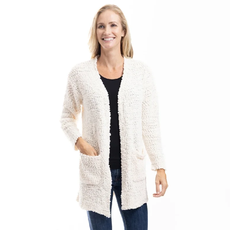 CozyLux Chenille Open Front Cardigan Fleece Cardigan Nylon Polyester
