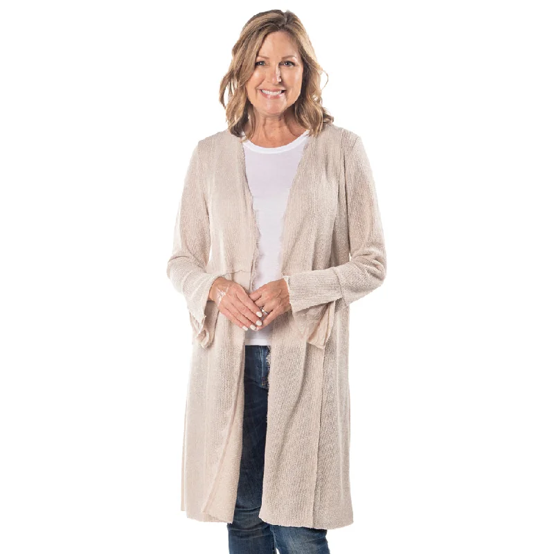 Duster Cardigan Sweater with Lace Detail Oversized Loose Flowy