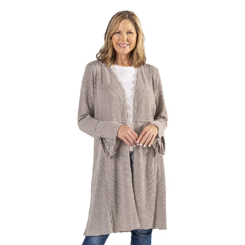 Duster Cardigan Sweater with Lace Detail Fitted Slim Tailored