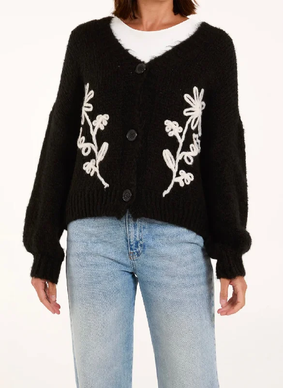Embroidered Flower Design Cardigan (2 Colours) Neon metallic Matte