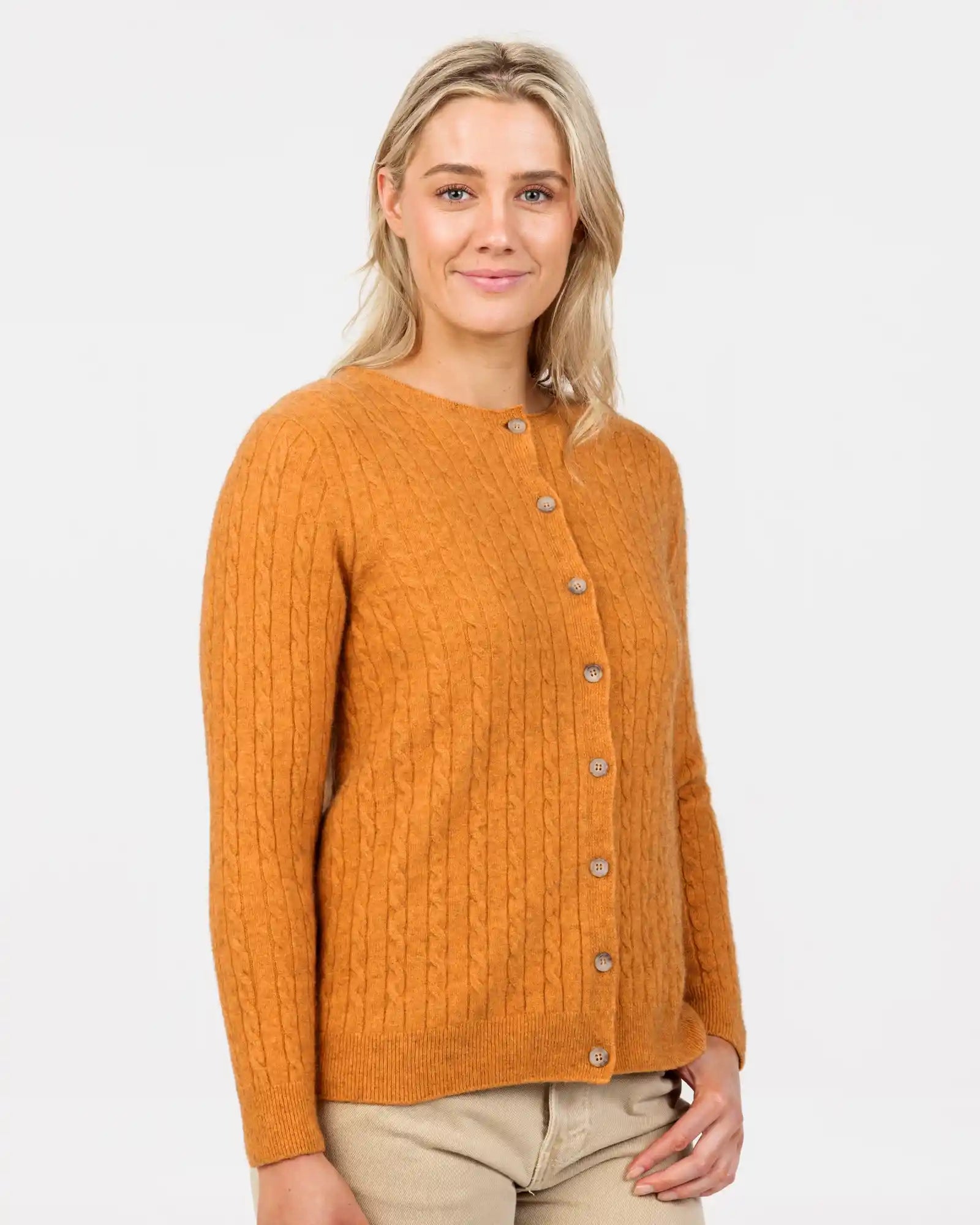 Ginger Women's Classic Cable Cardigan - NB886 Iron Safe Non-Iron Wrinkle Free