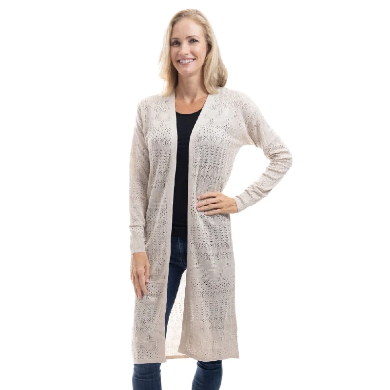 Ivory Cascade Pointelle Cardigan Slim Fit Regular Fit Oversized