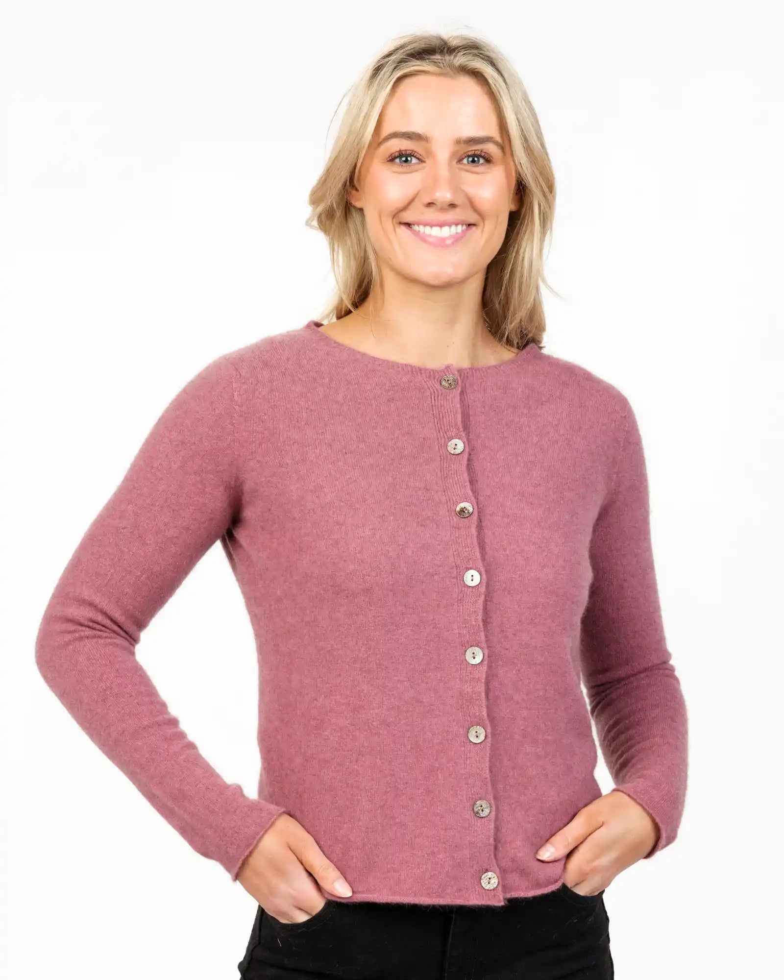 Magnolia Women's Paua Button Cardigan - NB872 Machine Wash Dry Clean Hand Wash