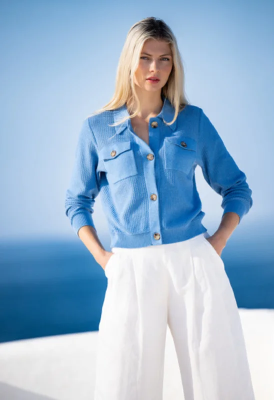 Marble 7352 Utility Style Cardigan (3 Colours) Ribbed Striped Patterned