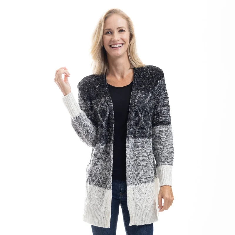 Midnight Frost Color Block Cardigan Boxy Cardigan Fitted Cardigan A-Line