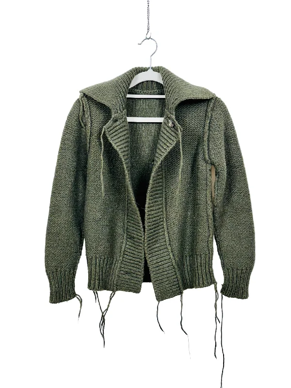 Navy Green Wool Cardigan Knit Fabric Woven Fabric Fleece Fabric