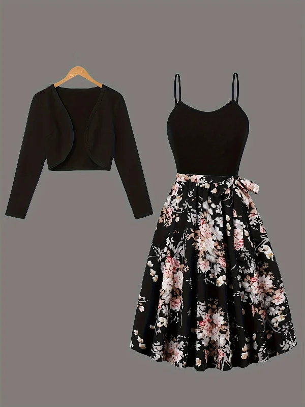 Nine 11 Leaf Print Pleated Elegant Set, Open Front Long Sleeve Cardigan & Backless Sleeveless Belted Cami Dress, Women's Clothing Satin Blend Silk Blend Wool Blend Nine 11 Leaf Print Pleated Elegant Set, Open Front Long Sleeve Cardigan & Backless Sleeveless Belted Cami Dress, Women's Clothing Satin Blend Silk Blend Wool Blend