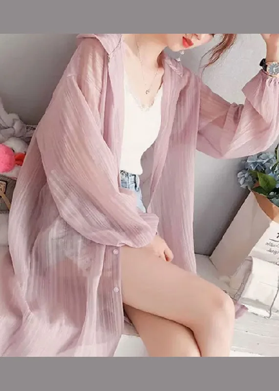 Pink Button Silk Casual Cardigan Long Sleeve Cardigan Knitwear Sweater