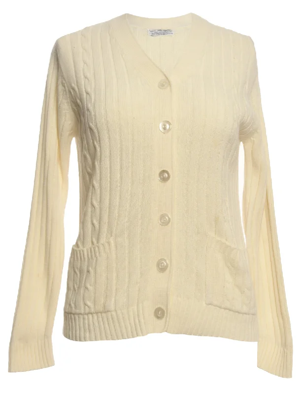 White Cardigan - M Chenille Blend Fleece Blend Nylon Blend