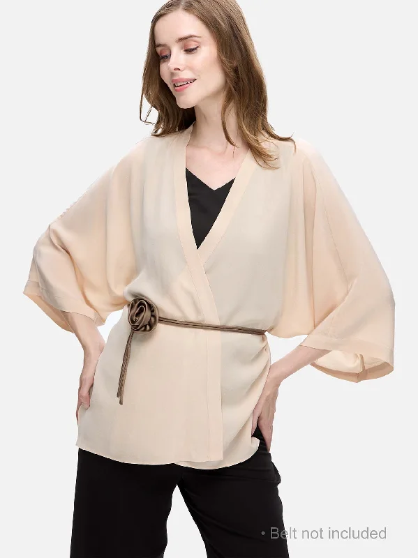 Cream Silk Relax Cardigan Terry Blend Velvet Blend Canvas Blend