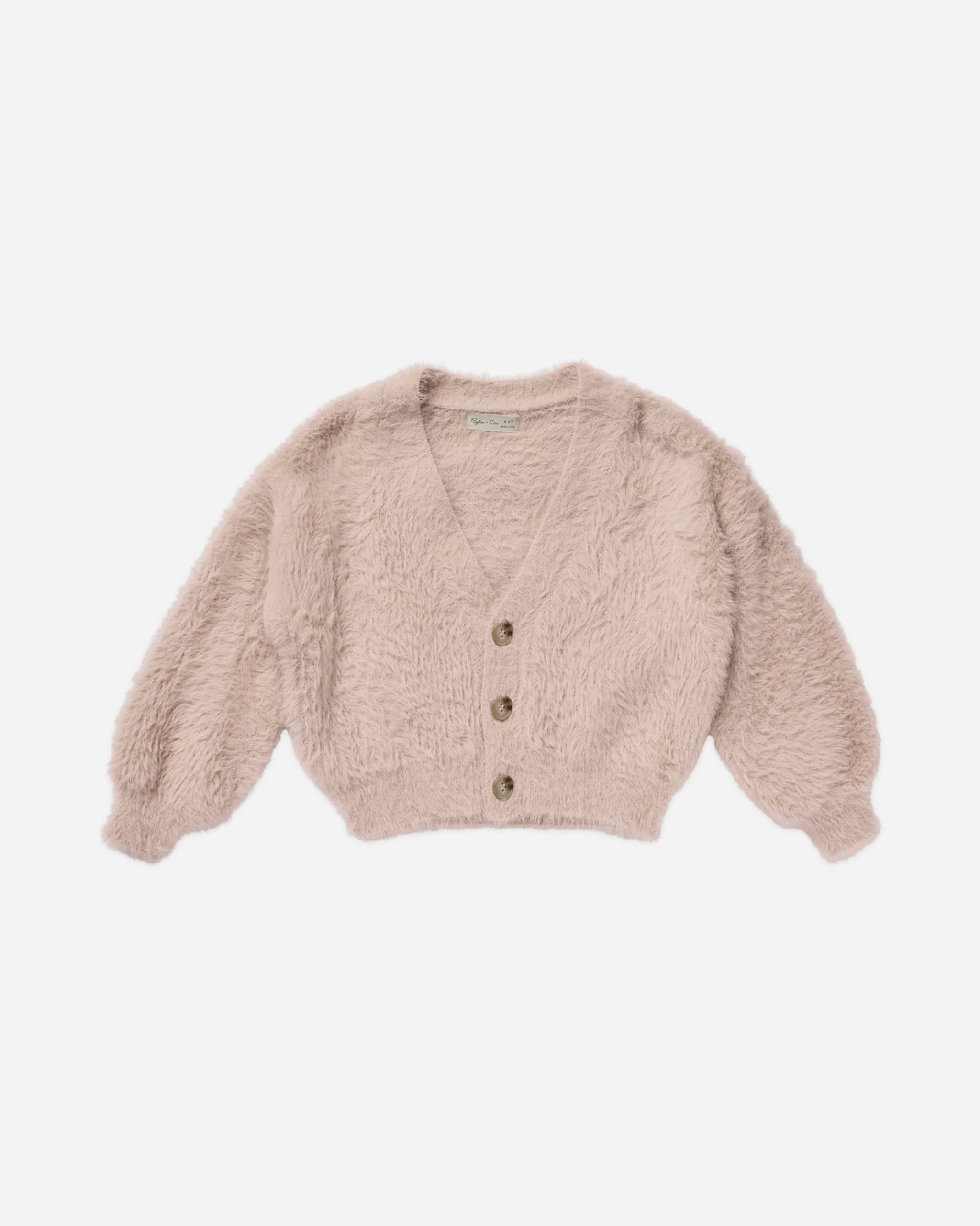 Fuzzy Cardigan (Blush) Collared Crew Neck Turtle Neck