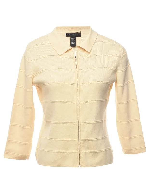 Geoffrey Beene Zip Front Cardigan - M Spandex Rayon Corduroy