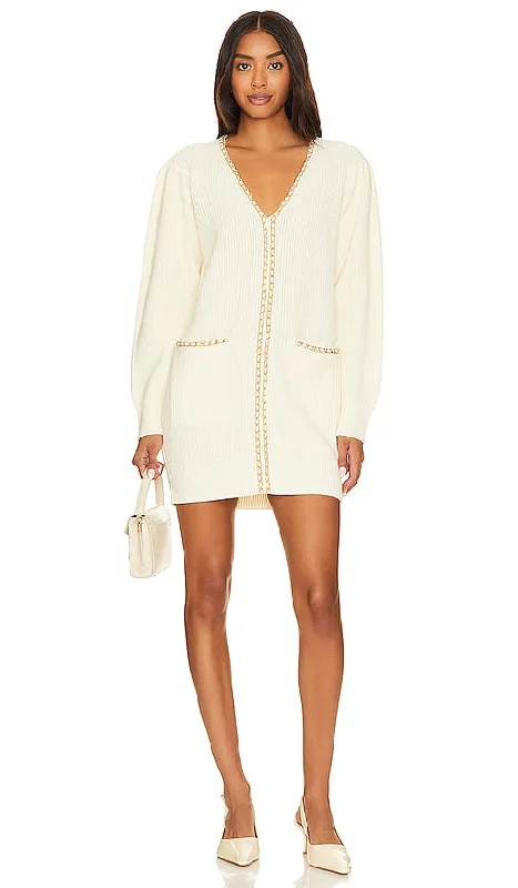 Lovers and Friends Norina Cardigan Dress in Cream Stretchy Elastic Breathable