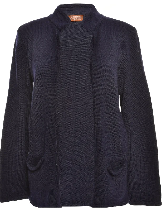 Navy Cardigan - M Mesh Cardigan Canvas Denim