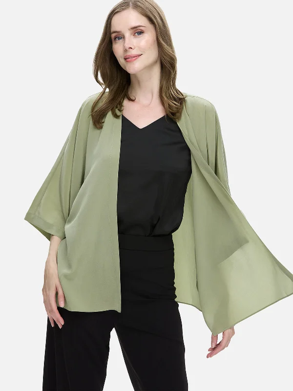 Olive Silk Relax Cardigan Striped Floral Plaid