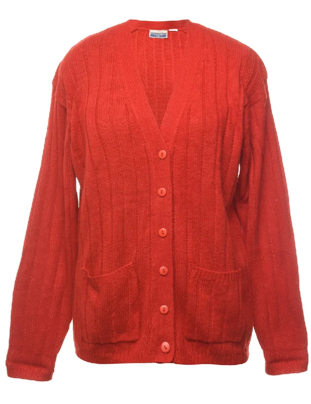 Red Cardigan - M Slim Fit Regular Fit Oversized
