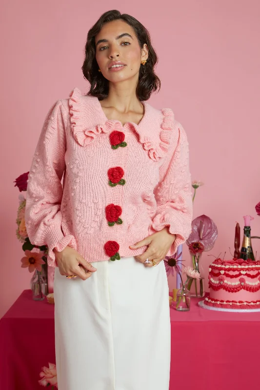 Rosalina Cardigan Cable Knit Ribbed Knit Lace Knit