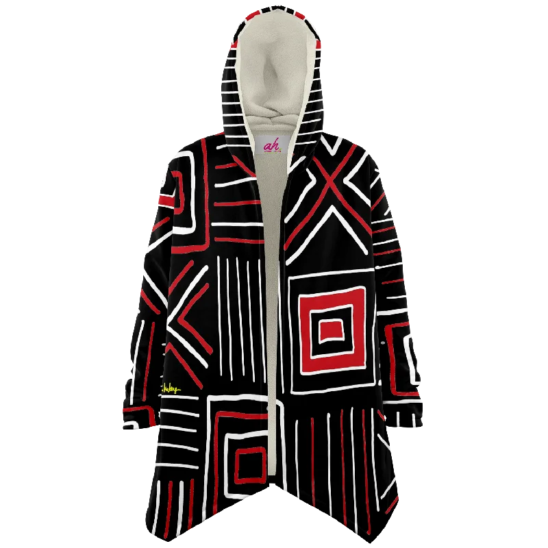 MARKED HARMONY Plush Hooded Fleece Cardigan Satin Blend Silk Blend Wool Blend
